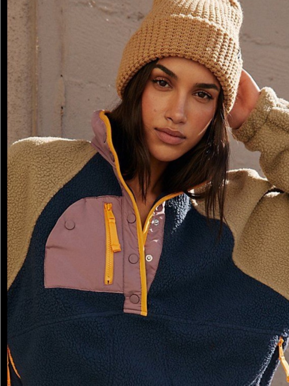 Free People Navy, Tan & Mauve Colorblock hit the slopes jacket - Picture 2 of 10